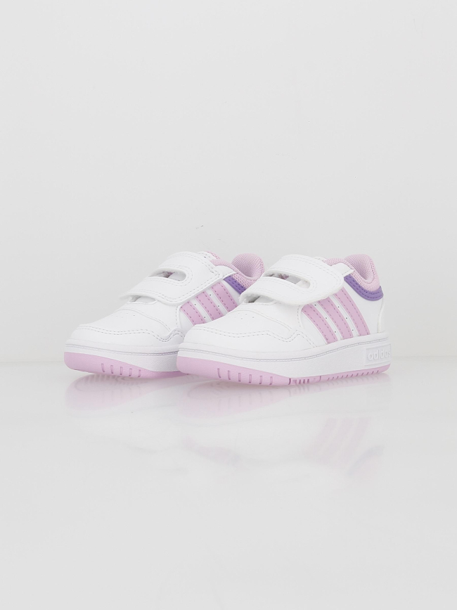 Baskets basses hoops 3.0 rose blanc enfant - Adidas