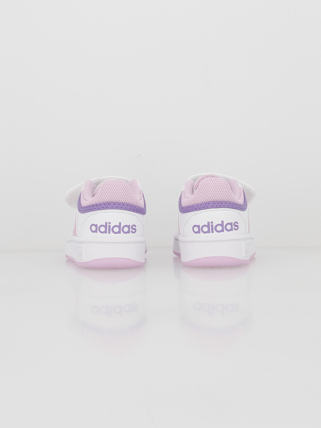 Baskets basses hoops 3.0 rose blanc enfant - Adidas