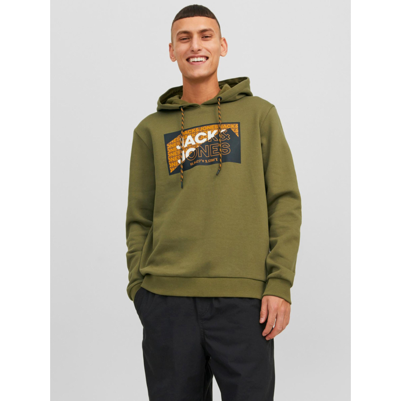 Sweat à capuche cologan kaki homme - Jack & Jones