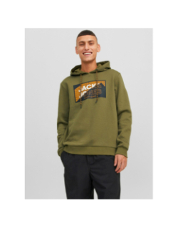 Sweat à capuche cologan kaki homme - Jack & Jones