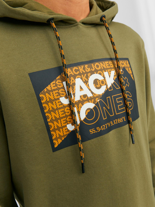 Sweat à capuche cologan kaki homme - Jack & Jones