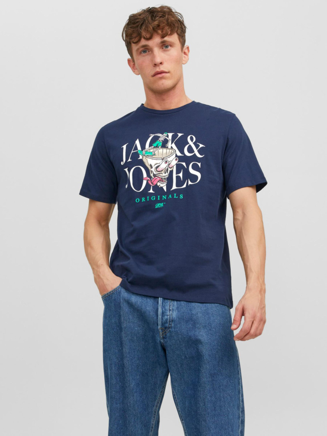 T-shirt afterlife motif squelette bleu marine homme - Jack & Jones