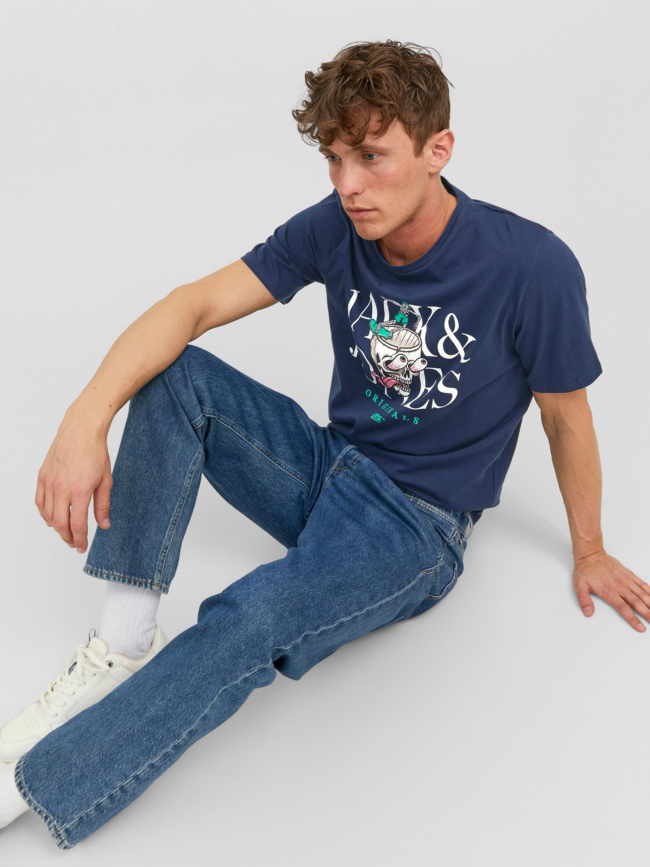 T-shirt afterlife motif squelette bleu marine homme - Jack & Jones