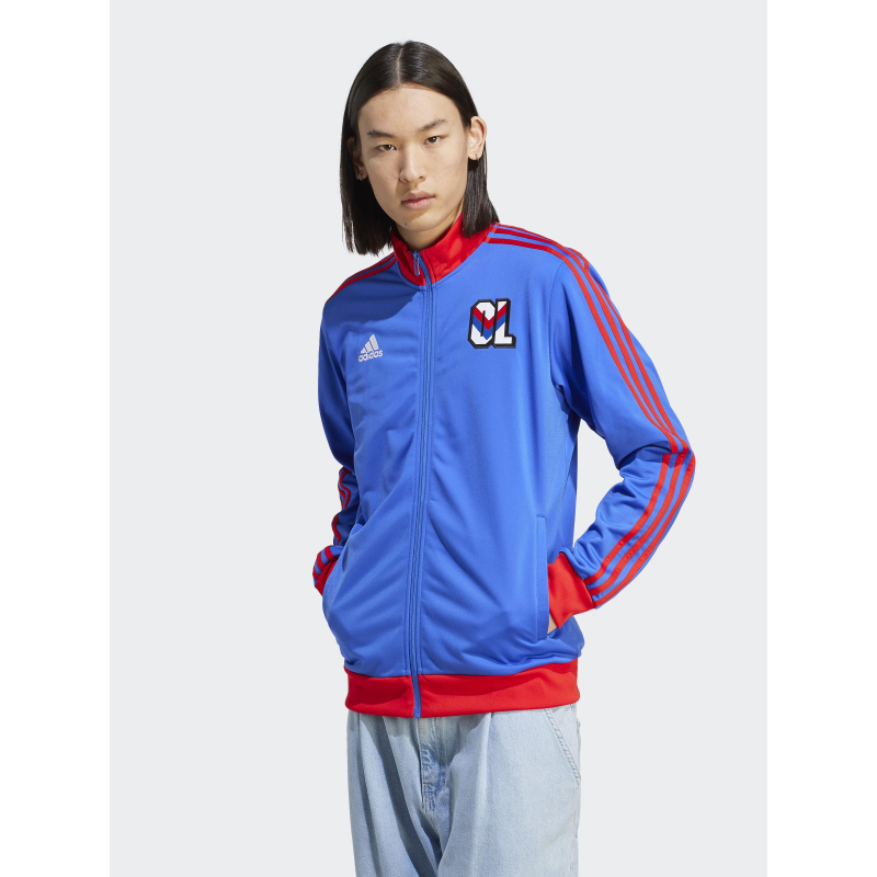 Sweat zippé OL dna effet vintage rouge bleu homme - Adidas