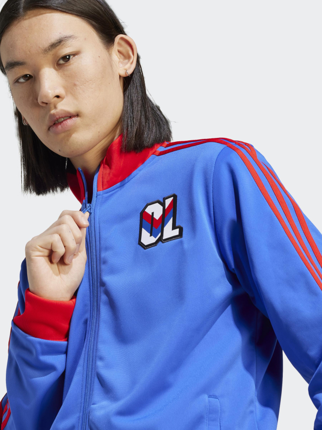 Sweat zippé OL dna effet vintage rouge bleu homme - Adidas