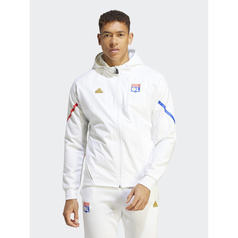 Sweat à capuche zippé OL gameday blanc homme - Adidas