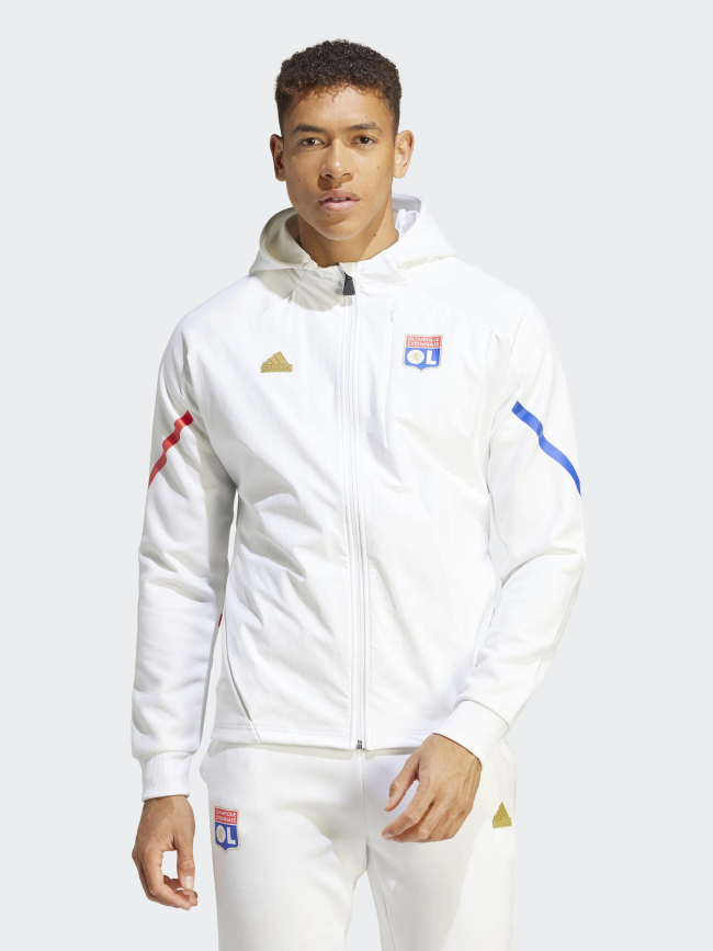 Sweat à capuche zippé OL gameday blanc homme - Adidas