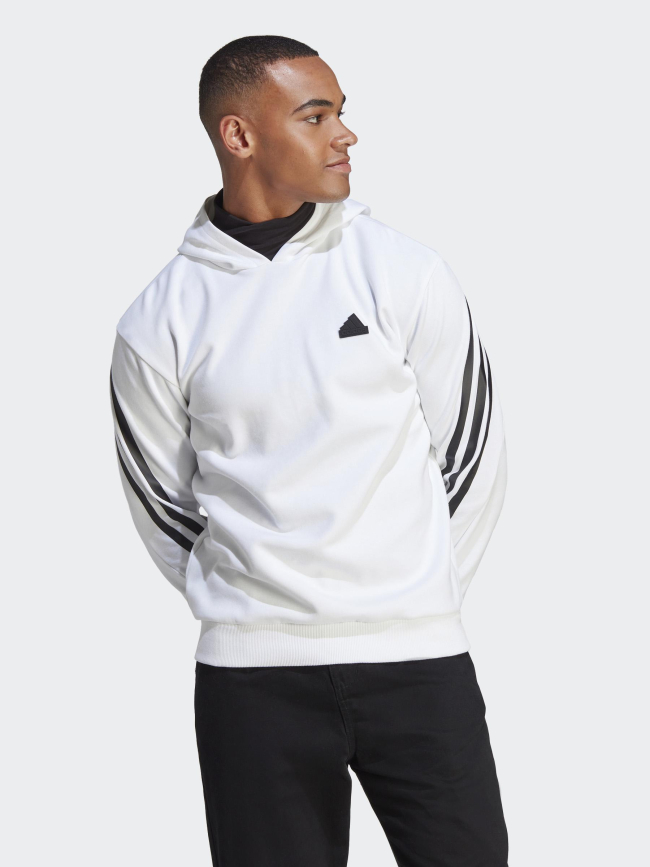 Sweat à capuche fi 3s logo badge blanc homme - Adidas