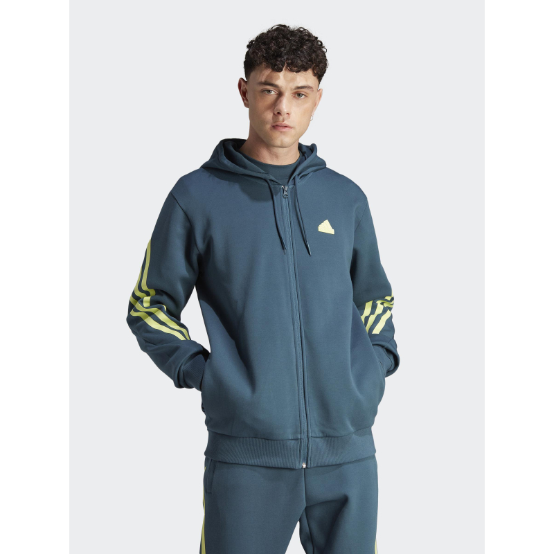 Sweat à capuche zippé fi 3s logo badge vert homme - Adidas