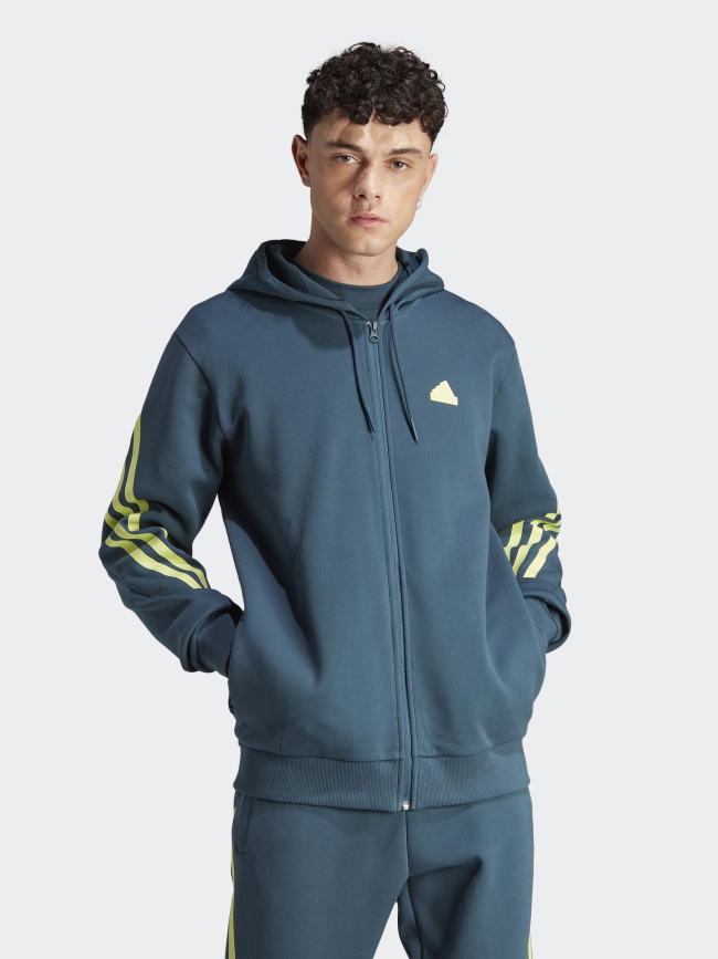 Sweat à capuche zippé fi 3s logo badge vert homme - Adidas