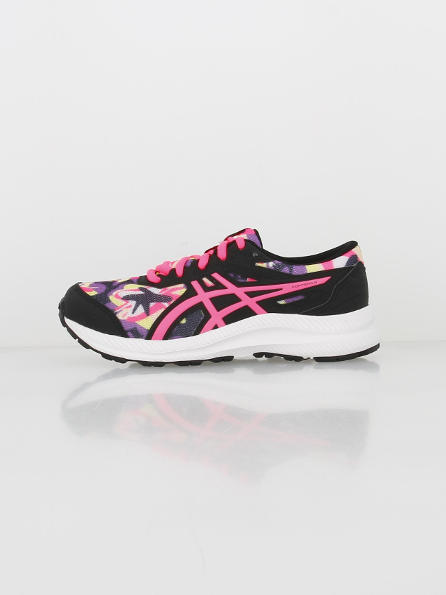 Chaussures de running contend 8 print gs noir fille - Asics