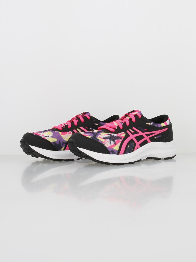 Chaussures de running contend 8 print gs noir fille - Asics