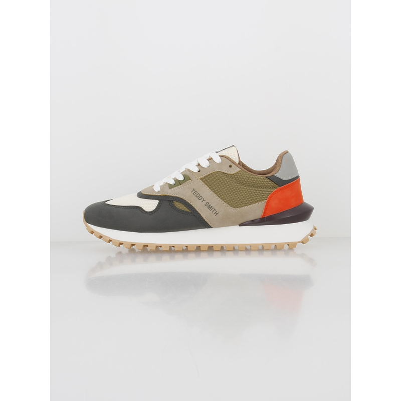 Baskets multicolore kaki beige orange homme - Teddy Smith