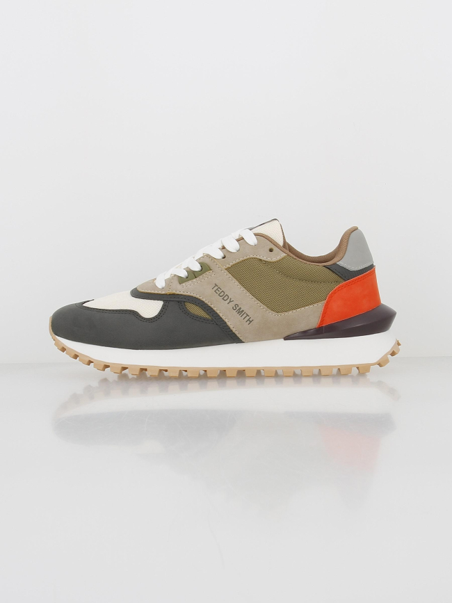 Baskets multicolore kaki beige orange homme - Teddy Smith