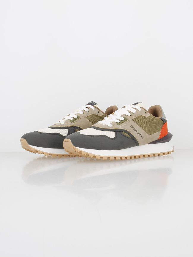 Baskets multicolore kaki beige orange homme - Teddy Smith