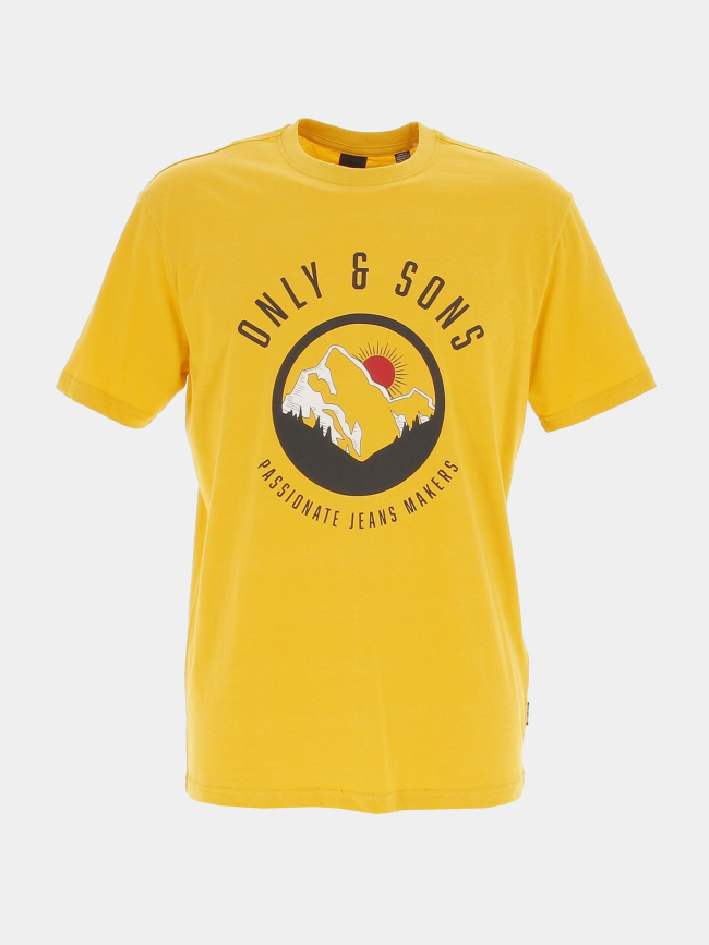 T-shirt thierry montagne imprimé jaune homme - Only & Sons