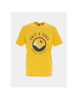 T-shirt thierry montagne imprimé jaune homme - Only & Sons