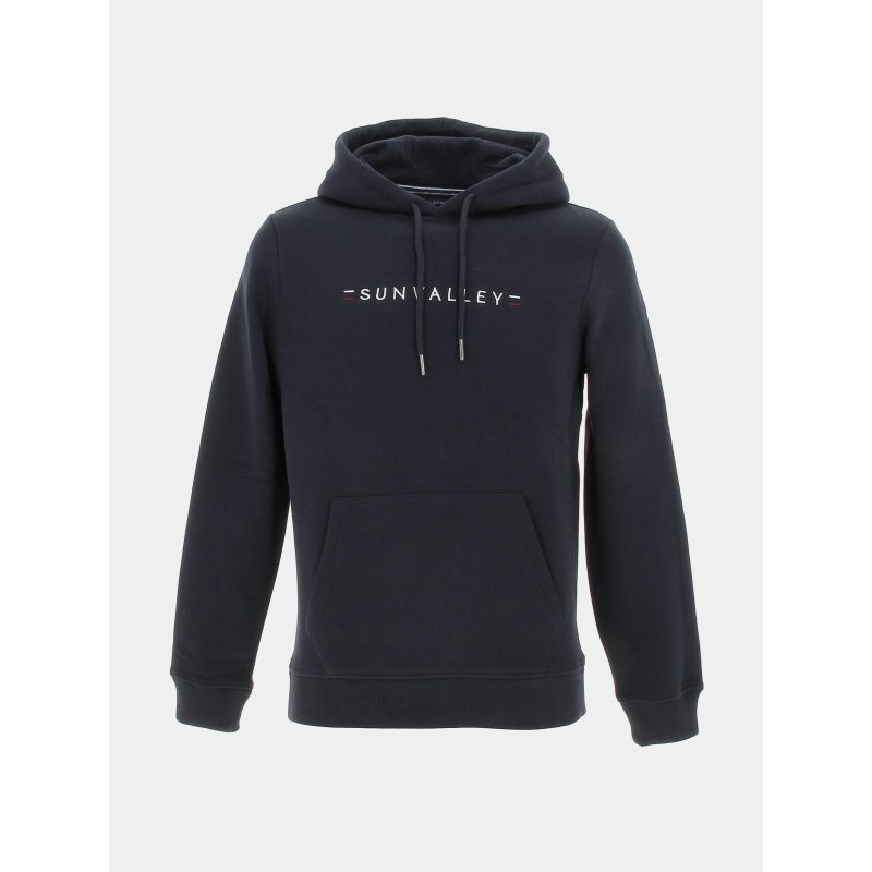 Sweat à capuche logo brodé bleu marine homme - Sunvalley