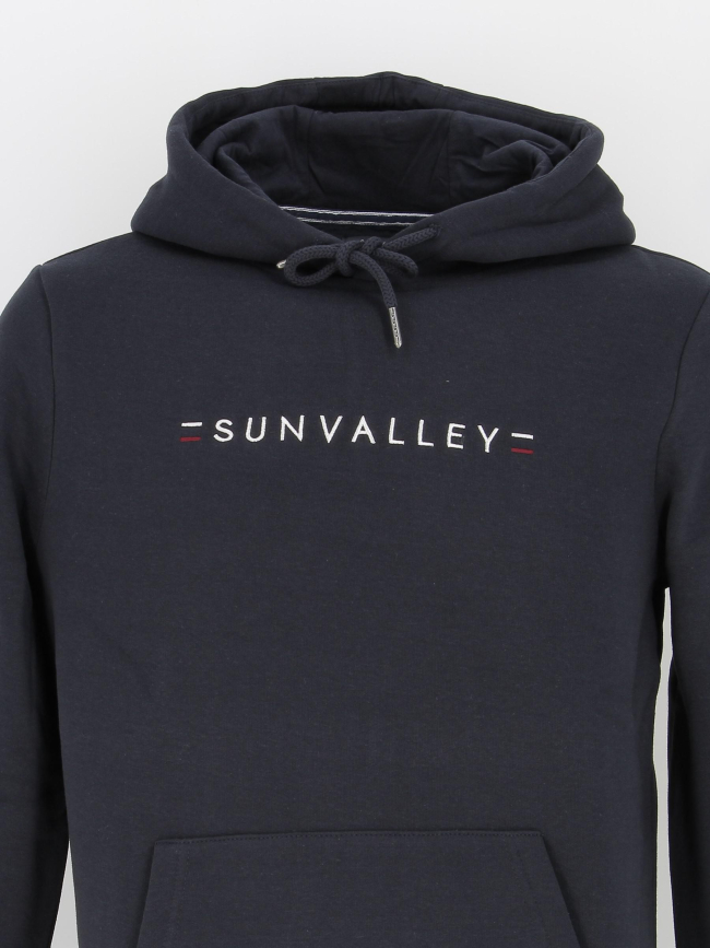 Sweat à capuche logo brodé bleu marine homme - Sunvalley