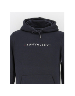 Sweat à capuche logo brodé bleu marine homme - Sunvalley