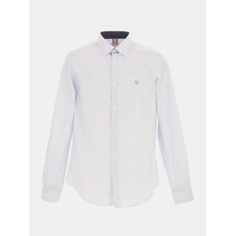 Chemise manches longues rayures homme blanc - Benson & Cherry