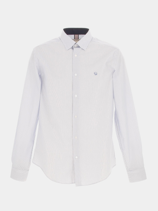 Chemise manches longues rayures homme blanc - Benson & Cherry