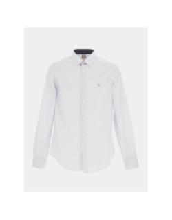 Chemise manches longues rayures homme blanc - Benson & Cherry