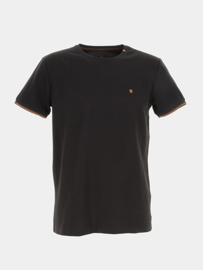 T-shirt classic texturé marron noir homme - Benson & Cherry