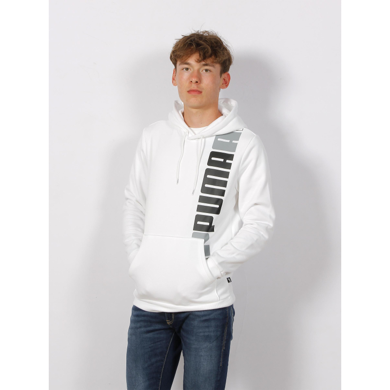 Sweat à capuche essential lab logo vertical blanc homme - Puma