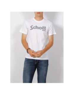 T-shirt serigraphie logo damier blanc homme - Schott NYC