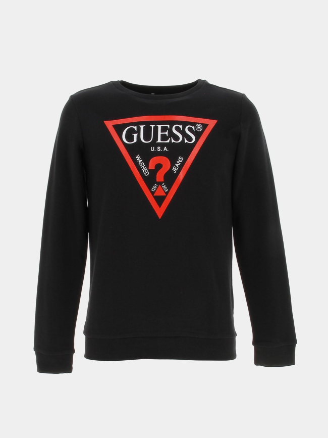 Sweat à manches longues fleece core noir enfant - Guess