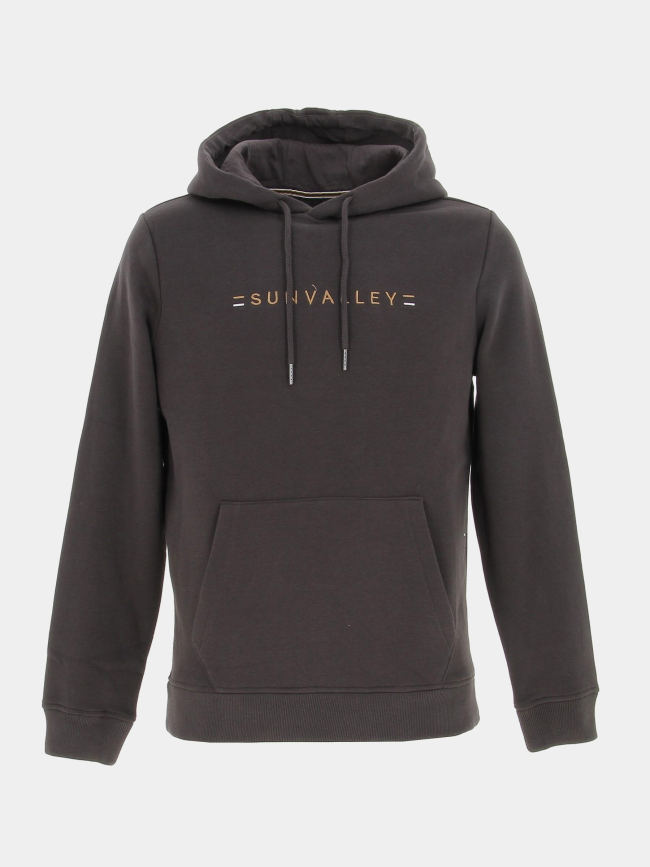 Sweat à capuche logo brodé marron homme - Sunvalley