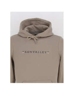 Sweat à capuche logo central brodé marron homme - Sunvalley