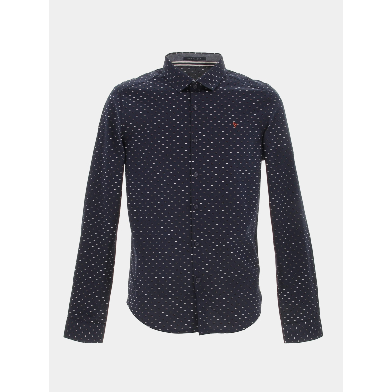 Chemise manches longues logo brodé bleu homme - Sunvalley