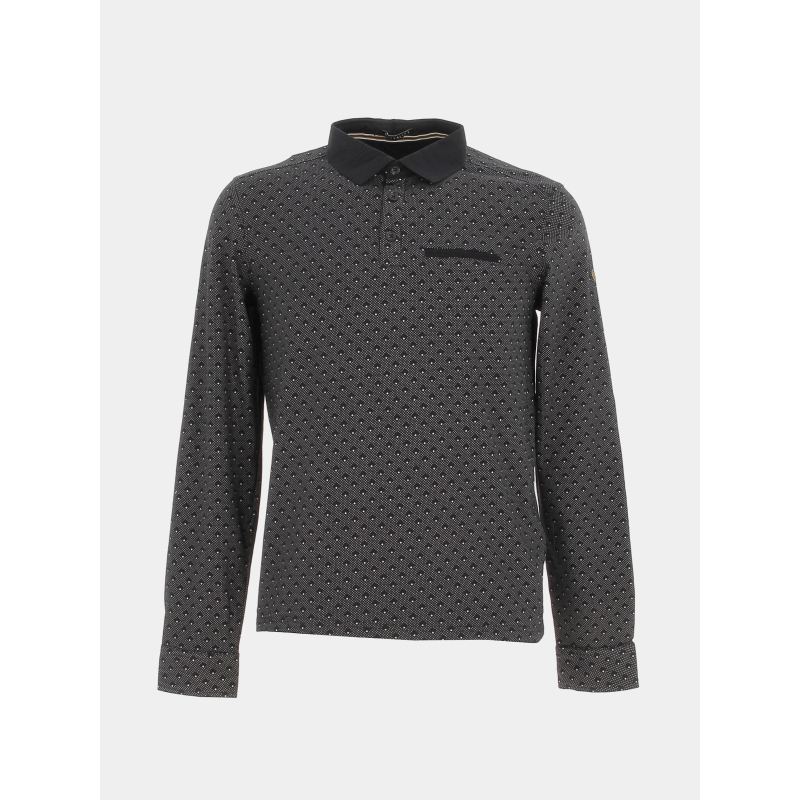 Polo manches longues poche cousue noir homme - Sunvalley