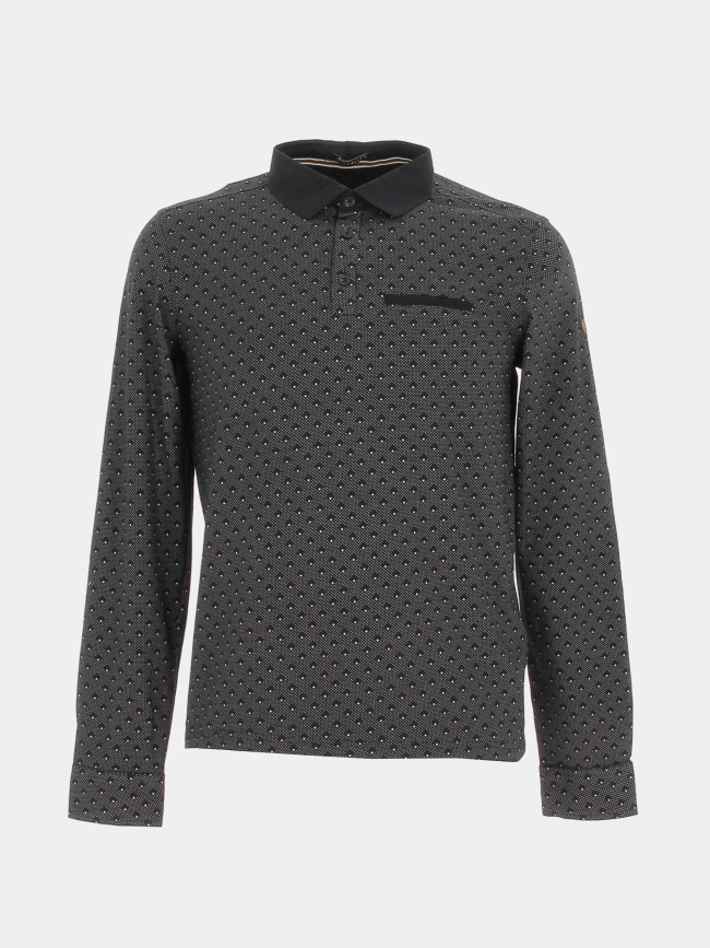 Polo manches longues poche cousue noir homme - Sunvalley