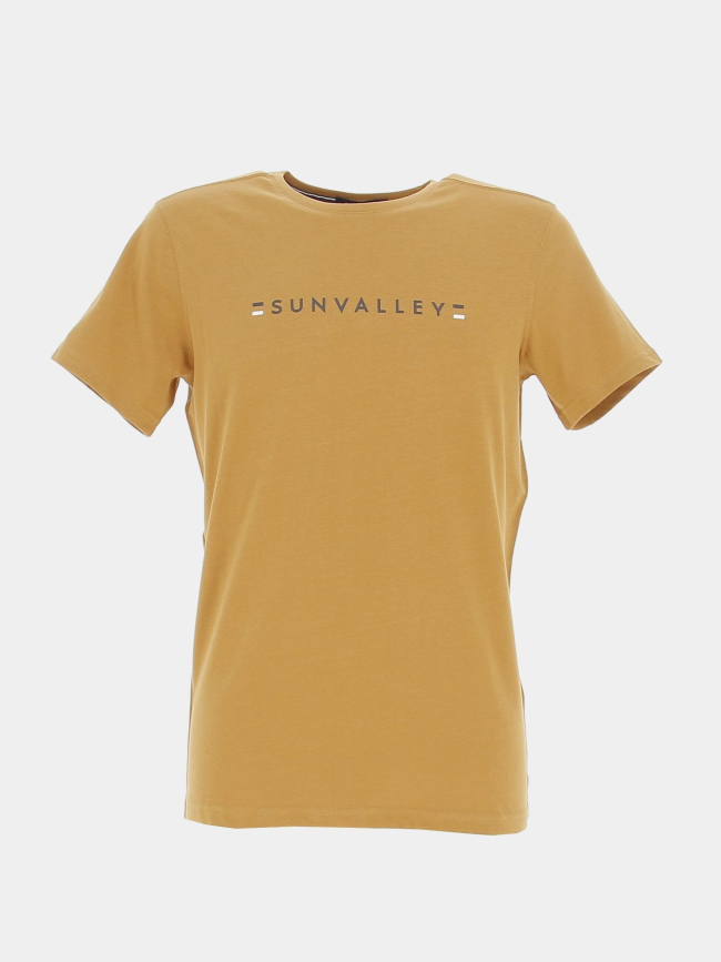 T-shirt manches courtes logo imprimé marron homme - Sunvalley