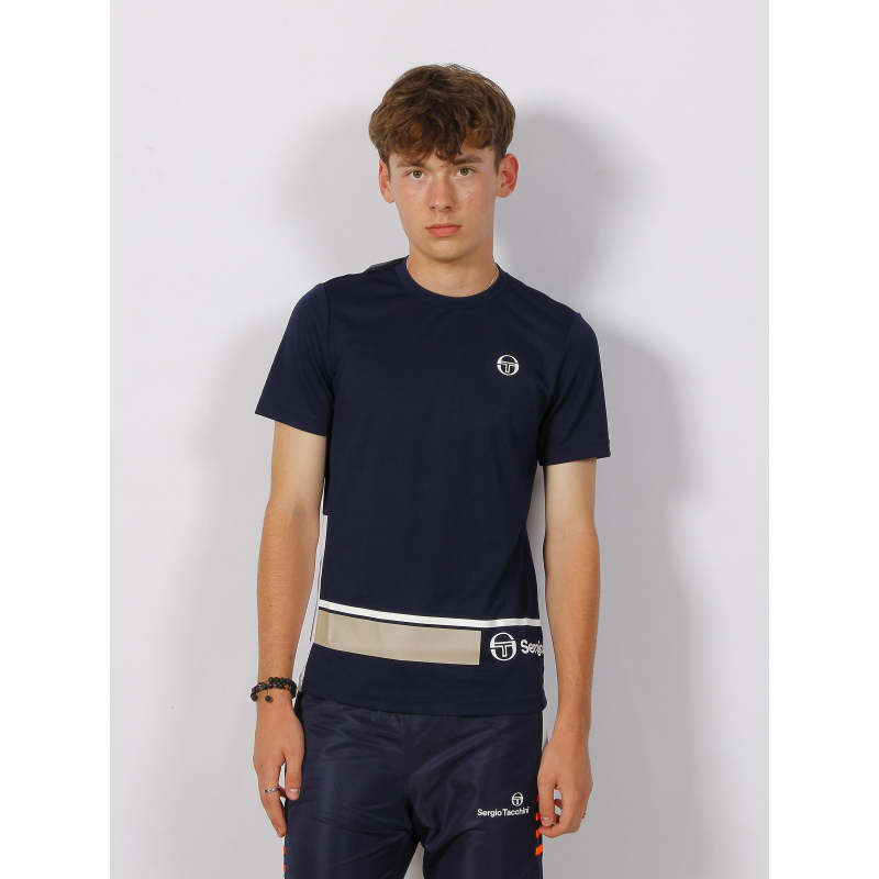 T-shirt abita à bandes bleu marine homme - Sergio Tacchini