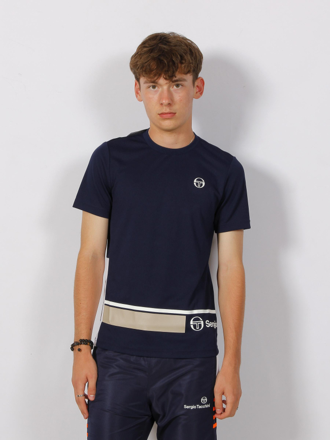 T-shirt abita à bandes bleu marine homme - Sergio Tacchini
