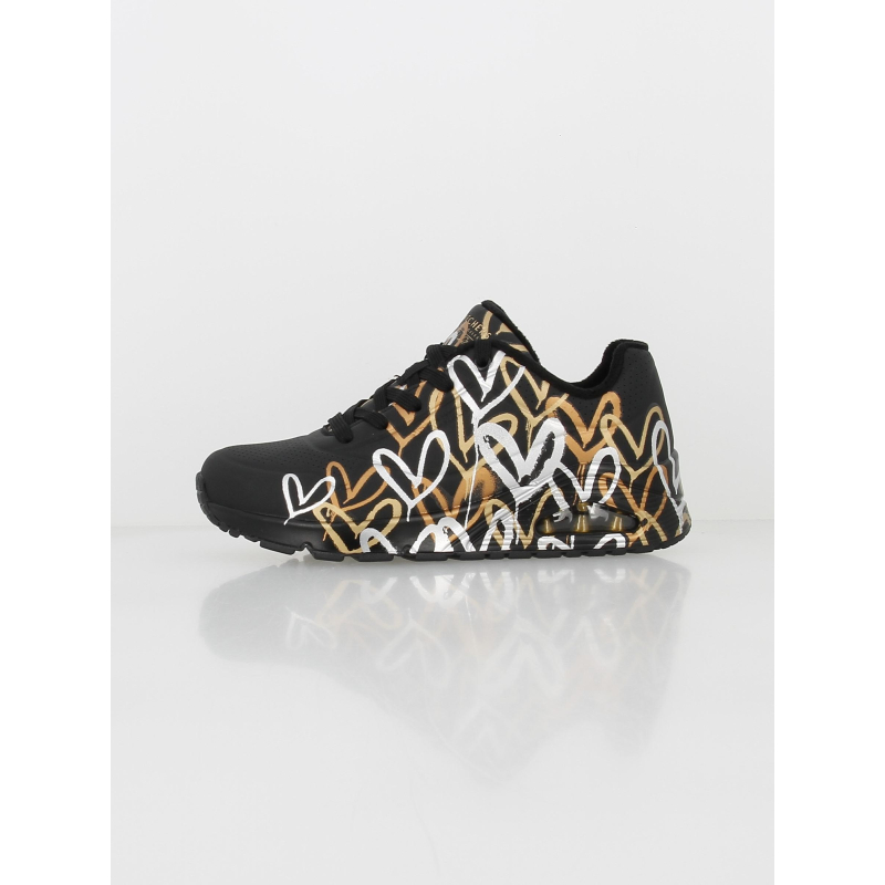 Baskets uno metallic love X JGoldcrown noir femme - Skechers