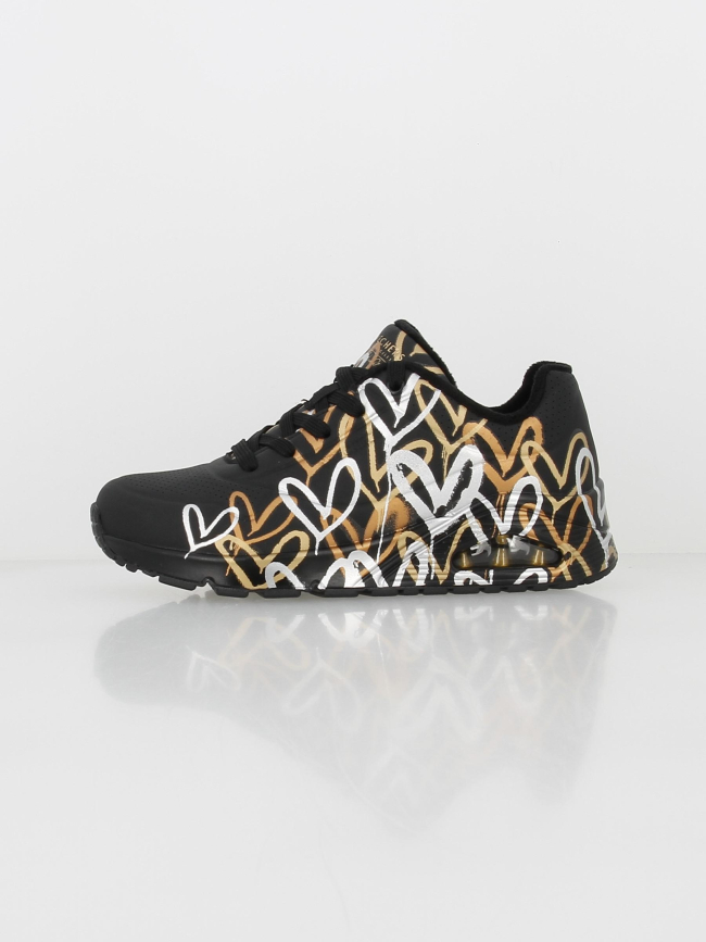 Baskets uno metallic love X JGoldcrown noir femme - Skechers