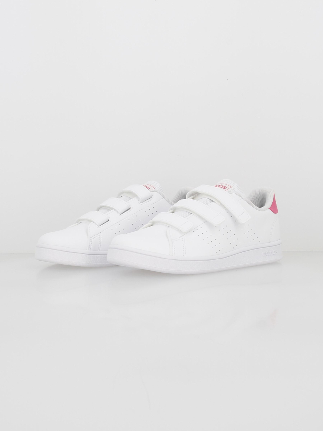 Baskets basses à scratch advantage rose blanc enfant - Adidas