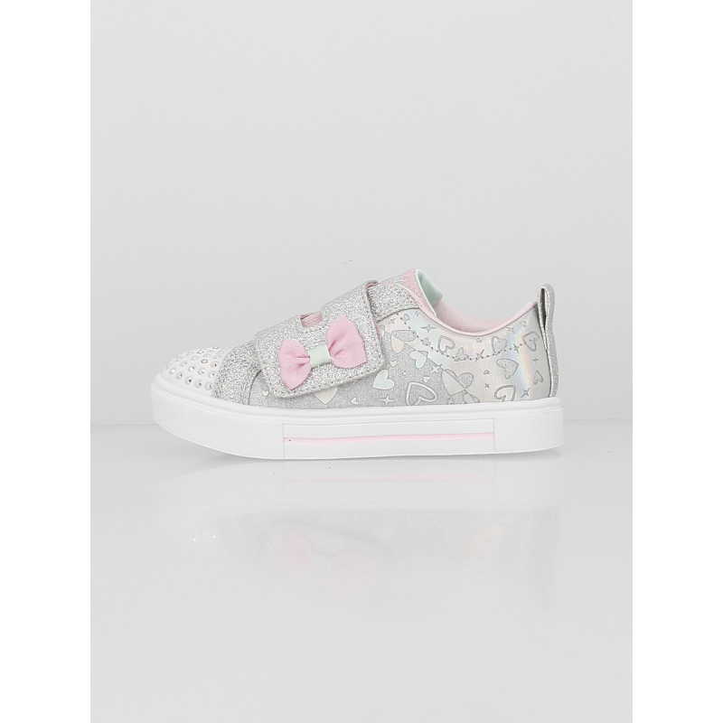 Baskets à paillettes lumineuse argenté enfant - Skechers