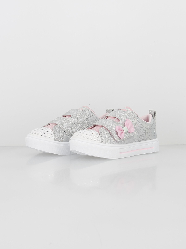Baskets à paillettes lumineuse argenté enfant - Skechers