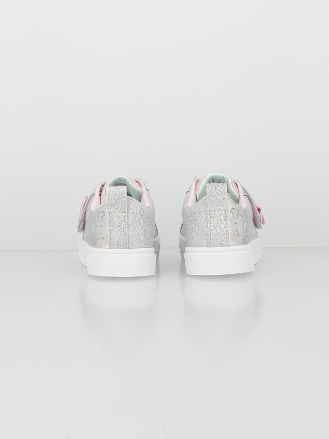 Baskets à paillettes lumineuse argenté enfant - Skechers