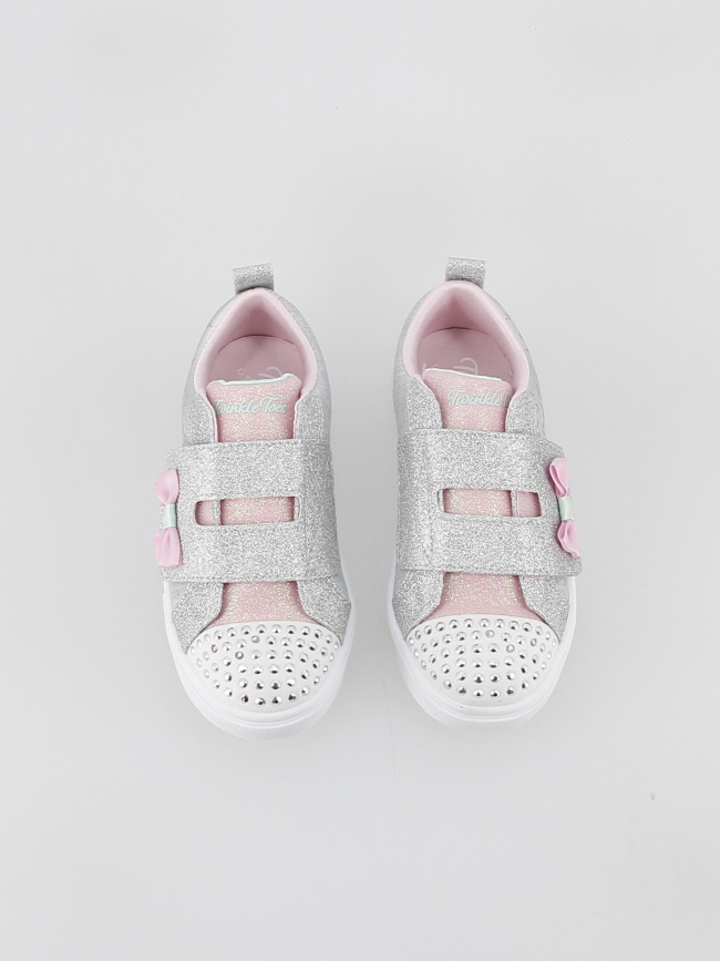 Baskets à paillettes lumineuse argenté enfant - Skechers