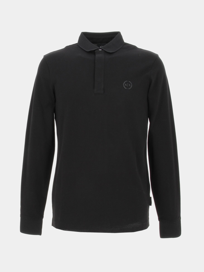 Polo manche longue noir homme - Armani Exchange