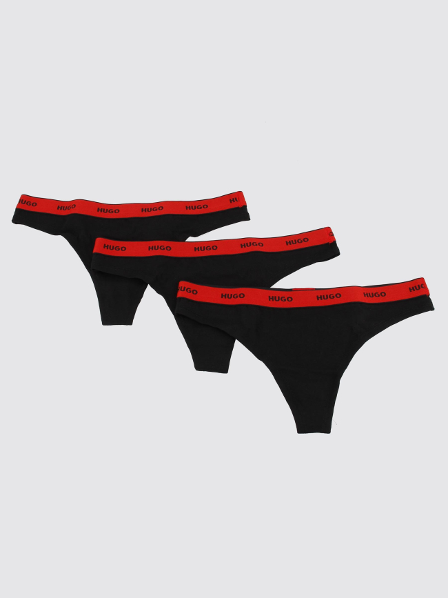 Pack de 3 strings stripe rouge noir femme - Hugo