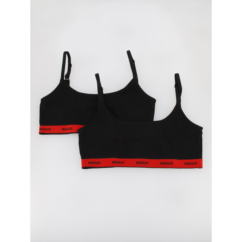 Pack de 2 brassières stripe rouge noir femme - Hugo