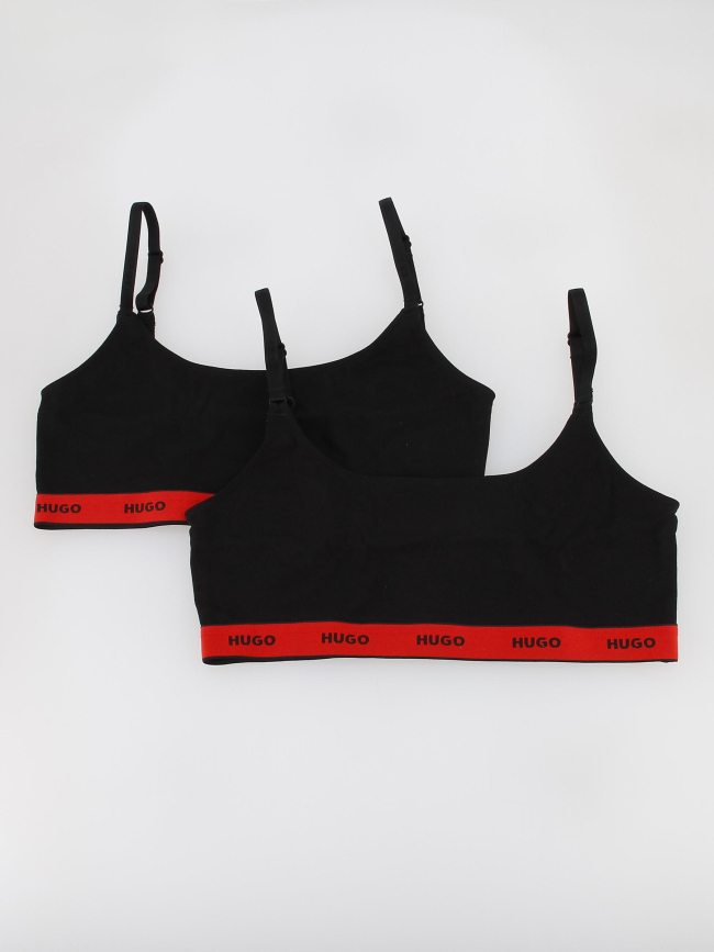 Pack de 2 brassières stripe rouge noir femme - Hugo